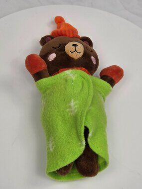 Target Winter Brown Teddy In Green Lovey Blanket Anthropomorphic Whimsy Bear 9"
